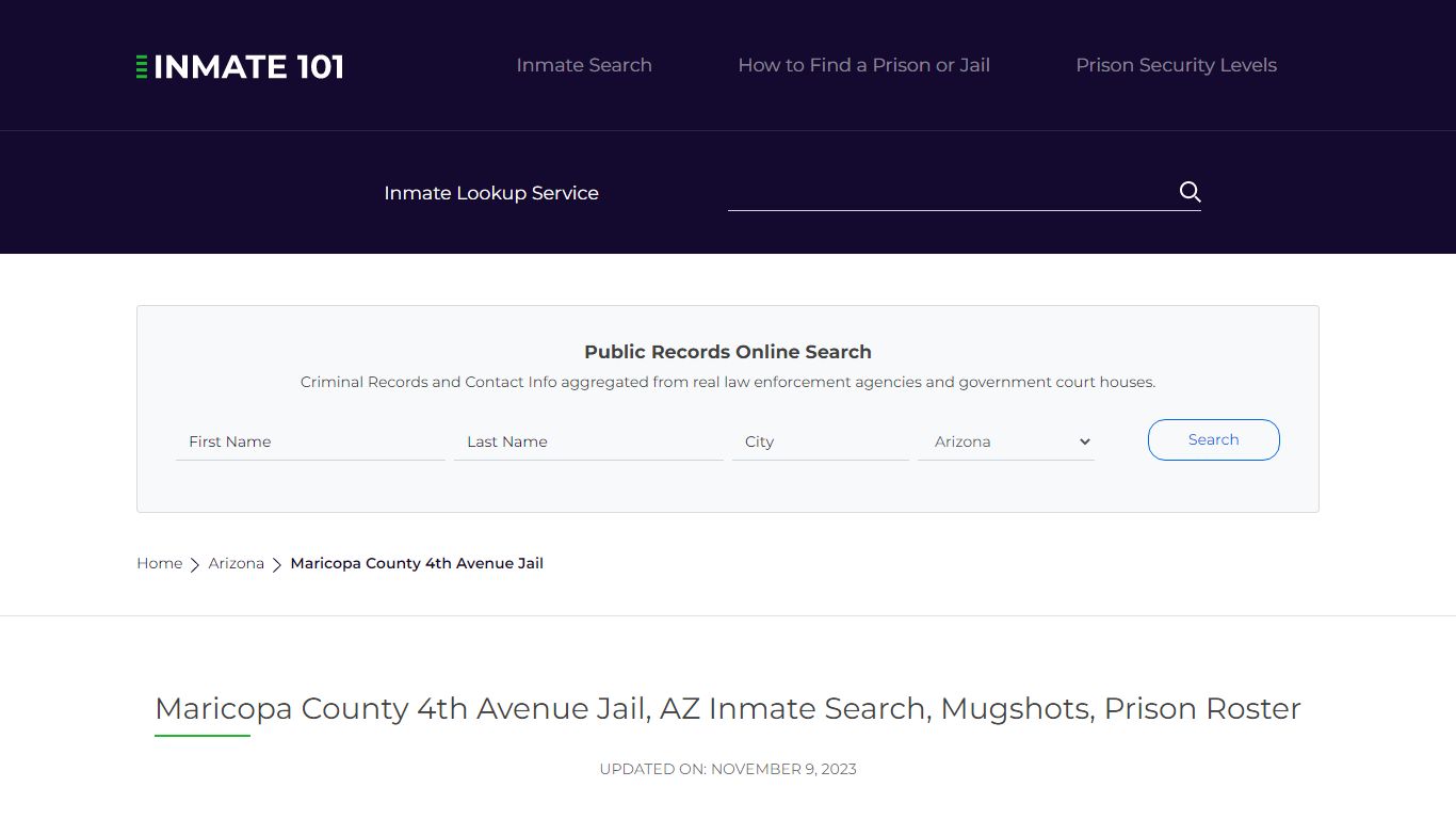 Maricopa County 4th Avenue Jail, AZ Inmate Search, Mugshots, Prison ...